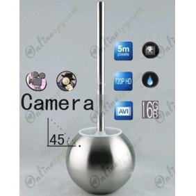 HD Bathroom Spy Camera 1080P DVR 32GB Toilet Brush Splash Motion Detection(camera lens 45 degree up)